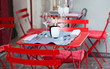 Table of an outdoor French cafe