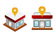 Vector illustration of houses with map pin
