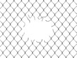 Hole in fence from silver mesh