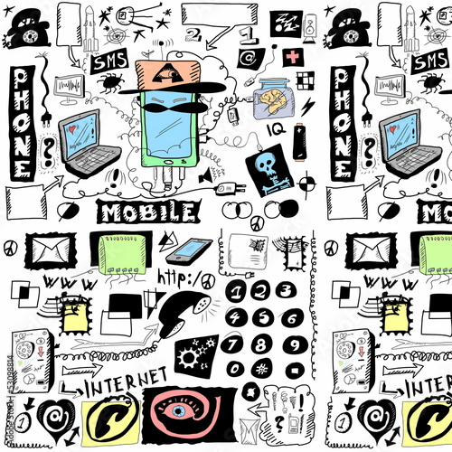 Illustration: concept doodle mobile phones pattern concept doodle mobile phones pattern