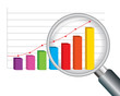 zoom magnifying glass and colorful graph.