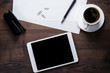 office table of businessman with tablet computer