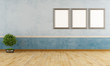 Illustration: Empty blue vintage room Empty blue vintage room