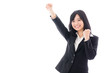 attractive asian businesswoman cheering