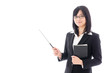 attractive asian businesswoman on white background