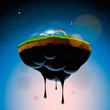 Piece of land island in the air, vector Eps10 image.
