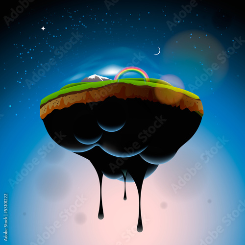Vector: Piece of land island in the air, vector Eps10 image. Piece of land island in the air, vector Eps10 image.