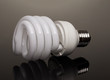 Eco light  bulb at black background with reflection