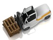 Electric Forklift transporting wooden pallets