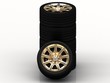 Black wheels with golden disks