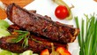 served ribs with cutlery on wooden table 1920x1080 intro motion 