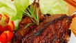 served ribs with cutlery on wooden table 1920x1080 intro motion 