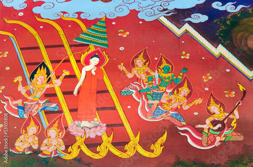 Photo: Buddha's biography: Return from heaven Buddha's biography: Return from heaven