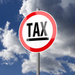 Road sign White Red with word Tax