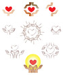 Hands and heart icon logo element