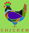 illustrazione di pollo composto come se fosse un puzzle