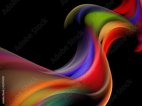 Illustration: Awesome abstract color waves on black background Awesome abstract color waves on black background