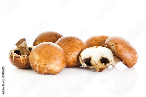 Photo: Fresh mushroom champignon isolated on white background . fresh Fresh mushroom champignon isolated on white background . fresh
