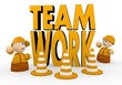 Teamwork symbol  with two cute 3d characters
