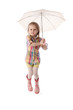 The little girl with an umbrella and in rubber boots. Isolated