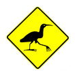 Photo: NZ Attention Bittern Crossing Road Sign on White NZ Attention Bittern Crossing Road Sign on White