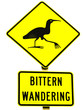 Photo: NZ Attention Bittern Crossing Road Sign on White NZ Attention Bittern Crossing Road Sign on White