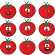 Emotion cartoon red tomato vegetables set 015