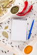 notebook and pen to write recipes
