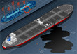 Isometric Ship Tanker Leaky Oil in Rear View
