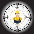 vector illustration of a Worker in a target