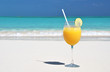Orange juice on the beach. Exuma, Bahamas