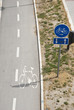 Cycling path with sign