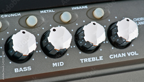 Photo: controls of a guitar amplifier, making macro controls of a guitar amplifier, making macro