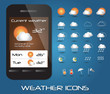 Set of weather icons for web and mobile, vector