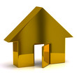 Golden house with open door