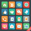 Communication and media  Flat icons for Web and Mobile App