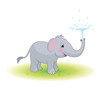 Vector: Elefantenbaby spritzt mit Wasser Elefantenbaby spritzt mit Wasser