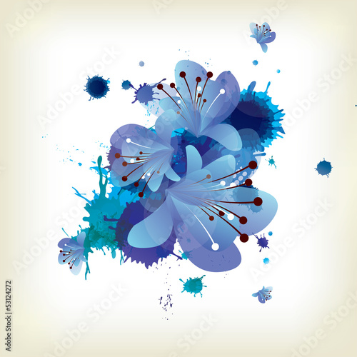 Vector: Abstract background with splash and floral elements Abstract background with splash and floral elements