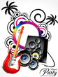 abstract musical summer background with cocnut tree