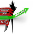 Illustration: Streaming Beats Satellite Broadcast DVD Cable TV Viewing Streaming Beats Satellite Broadcast DVD Cable TV Viewing