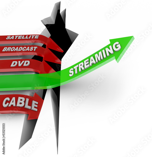 Illustration: Streaming Beats Satellite Broadcast DVD Cable TV Viewing Streaming Beats Satellite Broadcast DVD Cable TV Viewing