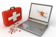 Illustration: Pills for a laptop, diagnosis and repair of computers Pills for a laptop, diagnosis and repair of computers