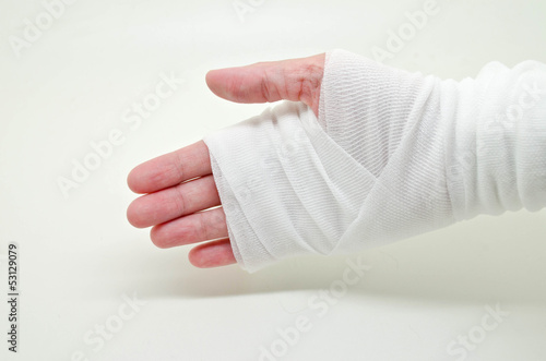 Photo: hand tied with elastic bandage hand tied with elastic bandage