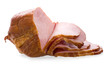 Photo: Sliced ham isolated on white background. Sliced ham isolated on white background.