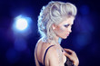 Hairstyle. Fashion Beauty Girl. Punk Style Woman with strasses o