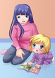 Illustration: Cartoon illustration of a mother reading a book with her child Cartoon illustration of a mother reading a book with her child