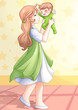 Illustration: Cartoon illustration of a mother holding her baby Cartoon illustration of a mother holding her baby