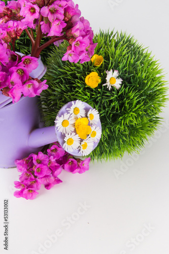 Photo: Frische Blumen in einer Gießkanne Frische Blumen in einer Gießkanne