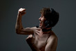 Screaming man with a headset