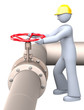 Worker at the manual gas valve